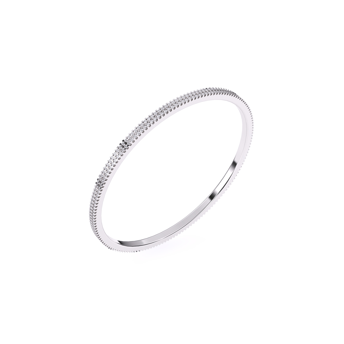 Delicate Two Row Round Diamond Bangle
